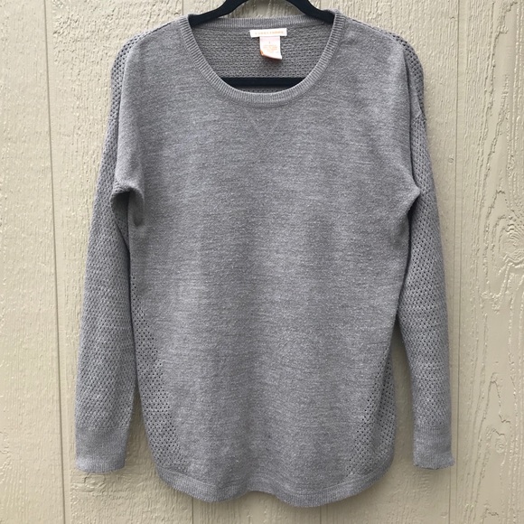 [Sweet Romeo] Open Knit Crew Neck Sweater Large - Picture 2 of 8